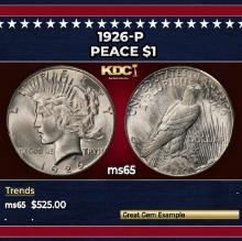 1926-p Peace Dollar $1 Grades ms65