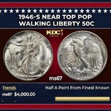 1946-s Walking Liberty Half Dollar Near Top Pop 50c ms67 SEGS