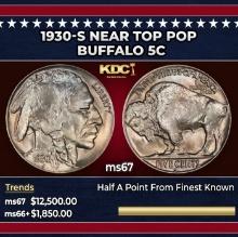 1930-s Buffalo Nickel Near Top Pop 5c ms67 SEGS