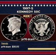 1997-s Proof Kennedy Half Dollar 50c pr70 dcam SEGS