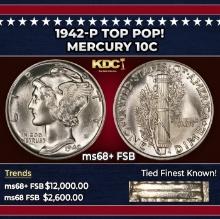 1942-p Mercury Dime TOP POP! 10c ms68+ FSB SEGS