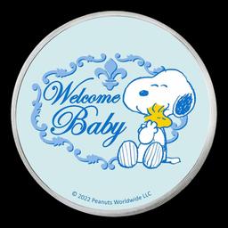 Snoopy & Woodstock "Welcome Baby Boy" Peanuts Colorized Style - 1 oz Silver Round Round