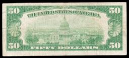 1928 $50 Gold Certificate FR-2404 Signatures Woods/Mellon Grades vf+