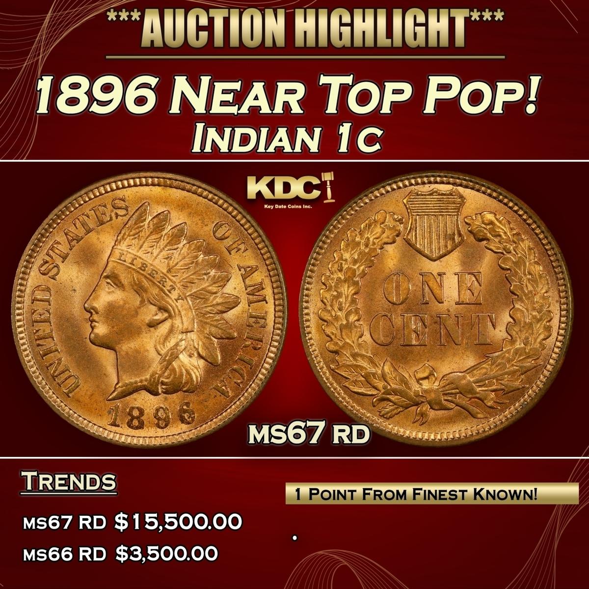 1896 Indian Cent Near Top Pop! 1c ms67 rd SEGS