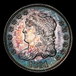 1831 Capped Bust Half Dime Rainbow Toned 1/2 10c ms65+ SEGS