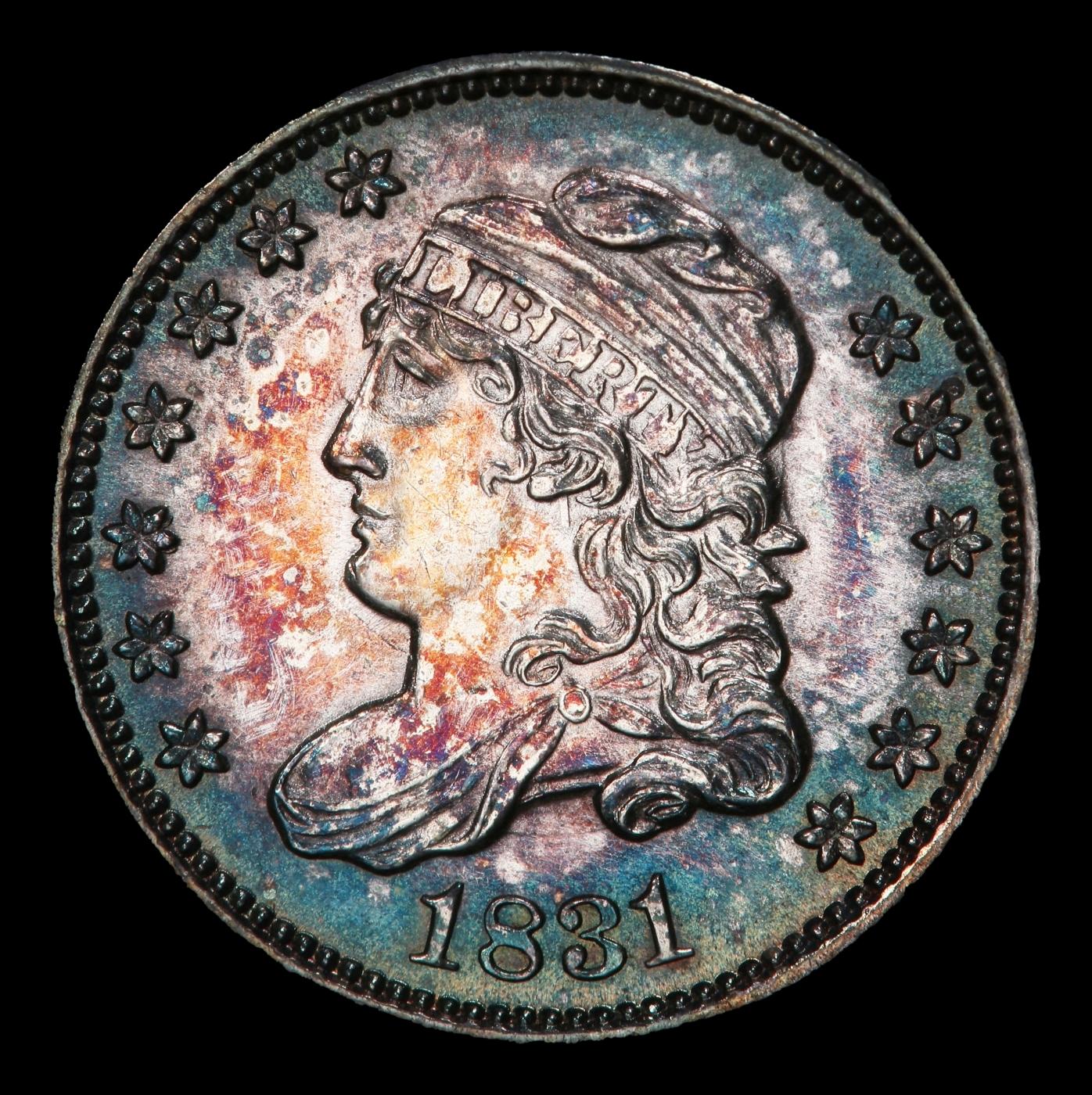1831 Capped Bust Half Dime Rainbow Toned 1/2 10c ms65+ SEGS