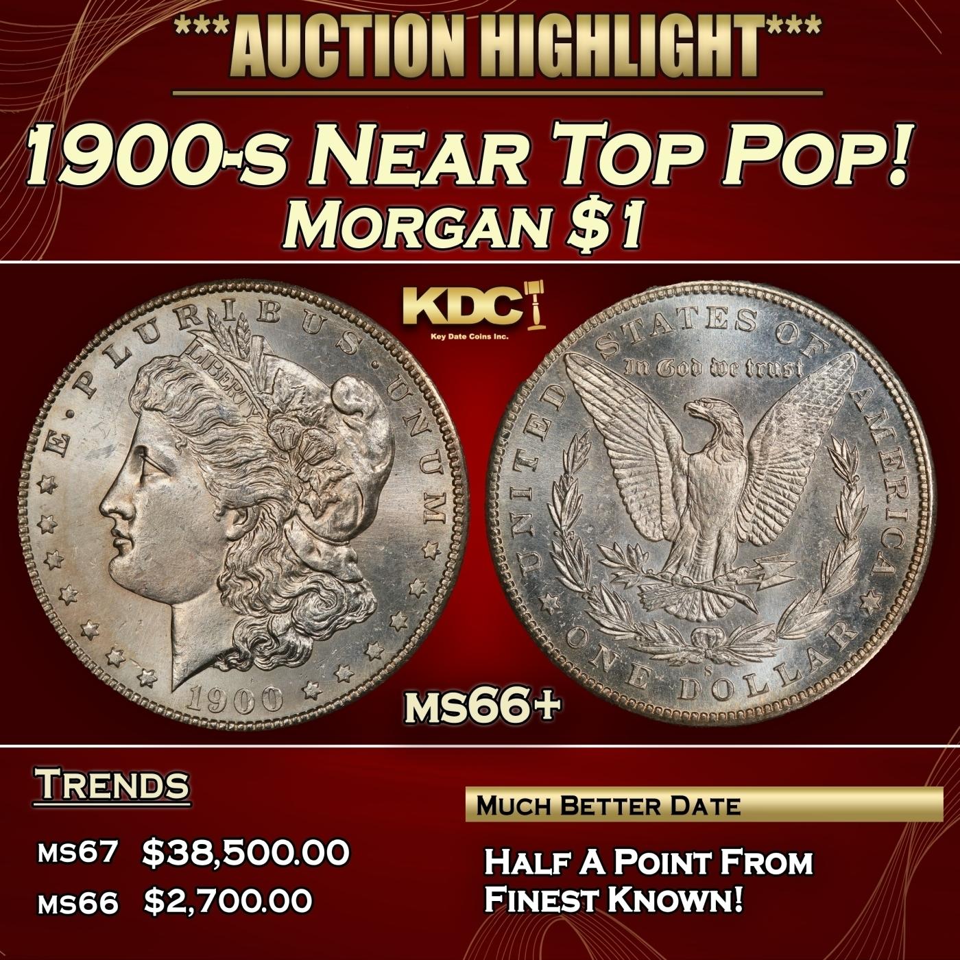 1900-s Morgan Dollar Near Top Pop! $1 ms66+ SEGS