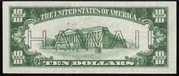 1934A $10 FRN Hawaii WWII Emergency Currency Grades Select AU