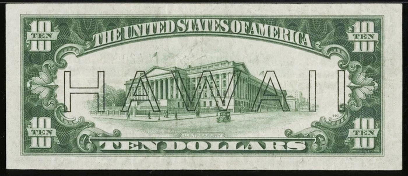 1934A $10 FRN Hawaii WWII Emergency Currency Grades Select AU