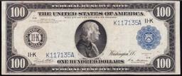 1914 $100 Large Size Blue Seal FRN Dallas, TX Grades vf++ FR-1127