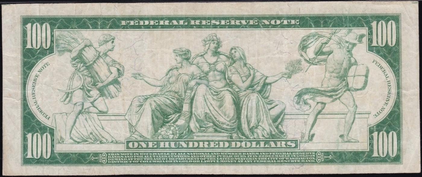 1914 $100 Large Size Blue Seal FRN Dallas, TX Grades vf++ FR-1127