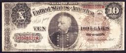 1890 $10 Treasury Note Grades vf+ Signatures Rosecrans/Huston