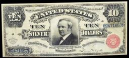 1886 $10 Red Seal Silver Certificate "Tombstone" FR-292  Grades xf Signatures Rosecrans/Hyatt
