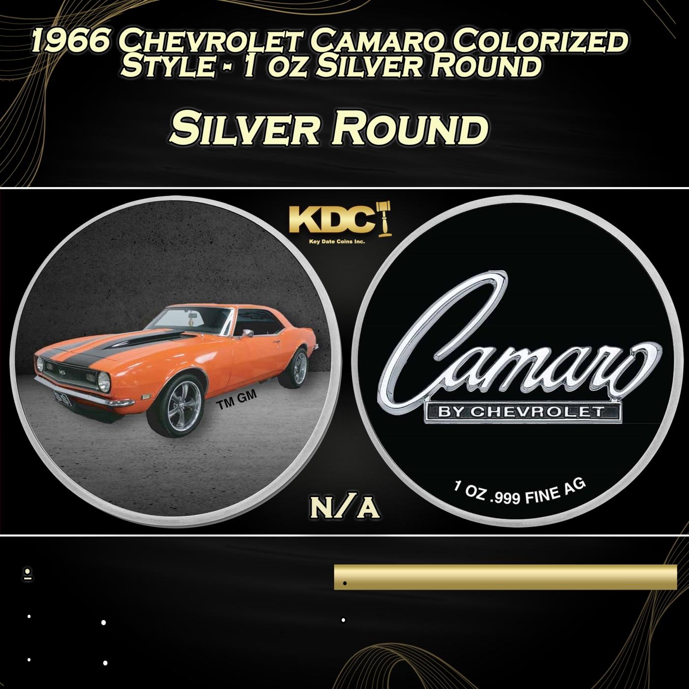 1966 Chevrolet Camaro Colorized Style - 1 oz Silver Round Round