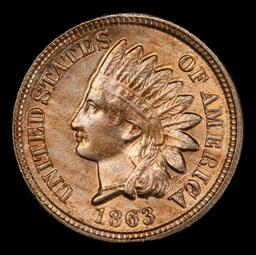 1863 Indian Cent 1c ms65+ SEGS