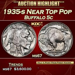 1935-s Buffalo Nickel Near Top Pop 5c ms67 SEGS