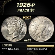 1926-p Peace Dollar $1 Grades ms65