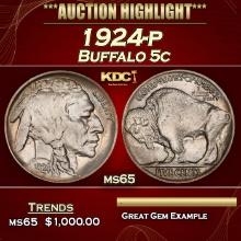 1924-p Buffalo Nickel 5c ms65 SEGS