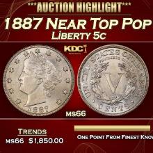 1887 Liberty Nickel Near Top Pop 5c ms66 SEGS