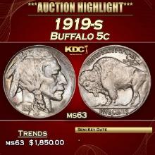 1919-s Buffalo Nickel 5c ms63 USCG