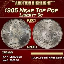 1905 Liberty Nickel Near Top Pop 5c ms66+ SEGS