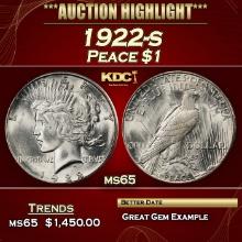 1922-s Peace Dollar $1 ms65 SEGS