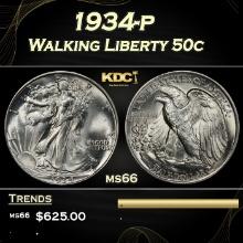 1934-p Walking Liberty Half Dollar 50c Grades ms66