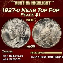 1927-d Peace Dollar Near Top Pop $1 ms66 SEGS