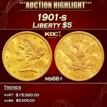 1901-s Gold Liberty Half Eagle $5 ms66+ SEGS