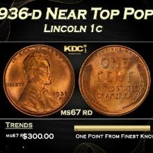 1936-d Lincoln Cent Near Top Pop 1c ms67 rd SEGS