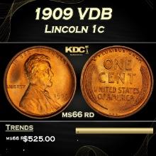 1909 VDB Lincoln Cent 1c Grades ms66 rd