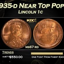 1935-d Lincoln Cent Near Top Pop 1c ms67 rd SEGS