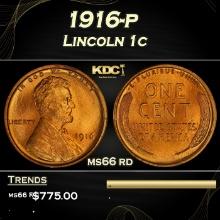 1916-p Lincoln Cent 1c Grades ms66 rd