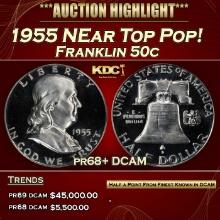 1955 Proof Franklin Half Dollar NEar Top Pop! 50c pr68+ DCAM SEGS