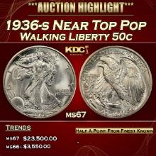 1936-s Walking Liberty Half Dollar Near Top Pop 50c ms67 SEGS