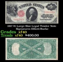 1917 $1 Large Size Legal Tender Note Grades xf Signatures Elliott/Burke