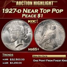 1927-d Peace Dollar Near Top Pop $1 ms65+ SEGS