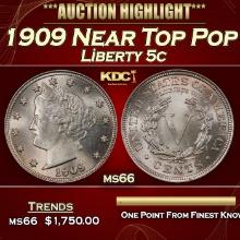 1909 Liberty Nickel Near Top Pop 5c ms66 SEGS
