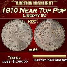 1910 Liberty Nickel Near Top Pop 5c ms66 SEGS