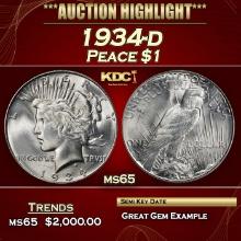 1934-d Peace Dollar $1 ms65 SEGS