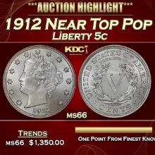 1912 Liberty Nickel Near Top Pop 5c ms66 SEGS