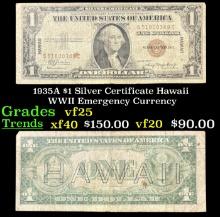 1935A $1 Silver Certificate Hawaii WWII Emergency Currency Grades vf+