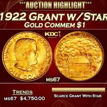 1922 Grant w/Star Gold Commem Dollar 1 ms67 SEGS