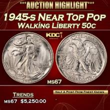 1945-s Walking Liberty Half Dollar Near Top Pop 50c ms67 SEGS