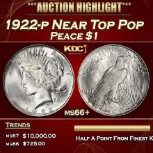 1922-p Peace Dollar Near Top Pop $1 ms66+ SEGS