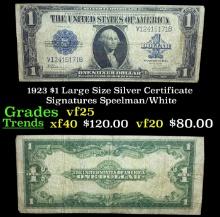 1923 $1 large size Silver Certificate Grades vf+ Signatures Speelman/White