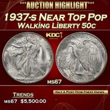 1937-s Walking Liberty Half Dollar Near Top Pop 50c ms67 SEGS