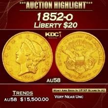 1852-o Gold Liberty Double Eagle $20 au58 SEGS