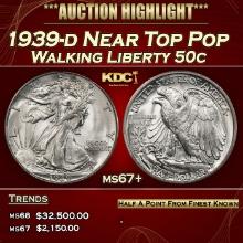 1939-d Walking Liberty Half Dollar Near Top Pop 50c ms67+ SEGS