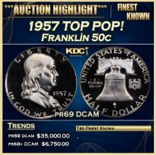 1957 Proof Franklin Half Dollar TOP POP! 50c pr69 DCAM SEGS